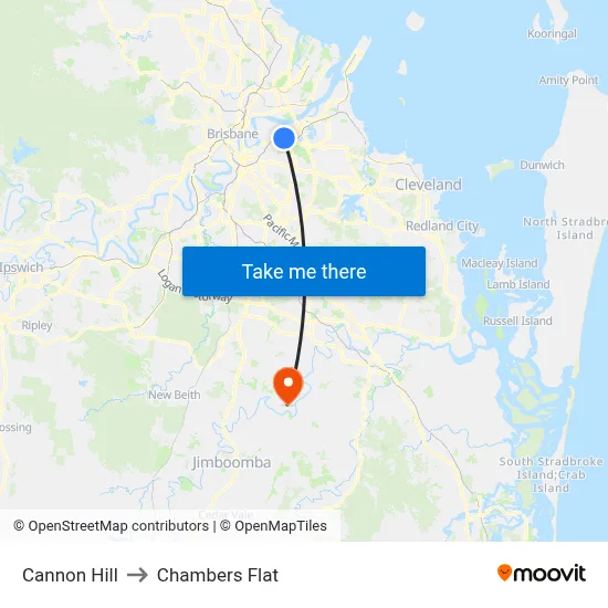 Cannon Hill to Chambers Flat map