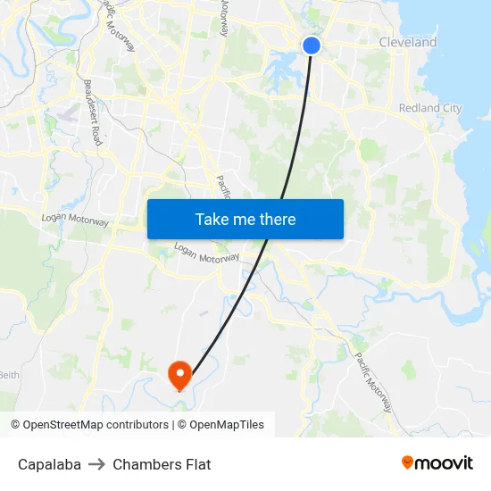 Capalaba to Chambers Flat map