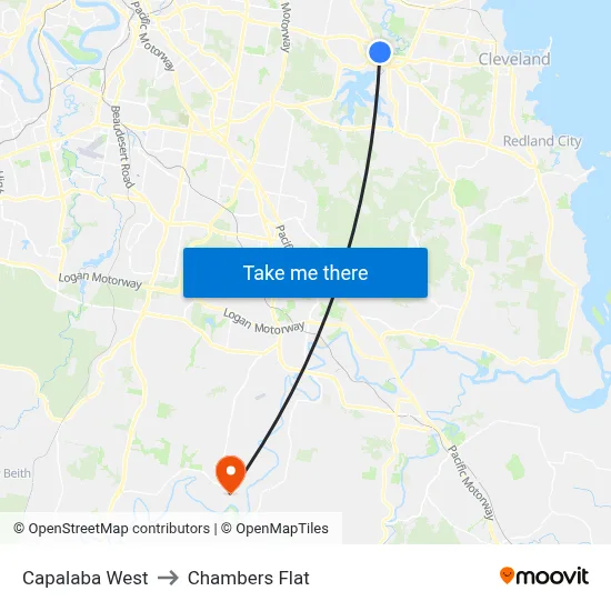Capalaba West to Chambers Flat map