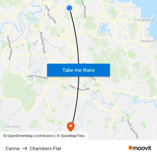 Carina to Chambers Flat map