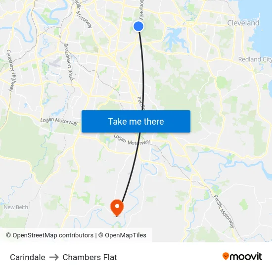 Carindale to Chambers Flat map
