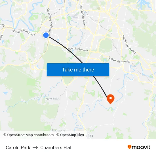 Carole Park to Chambers Flat map