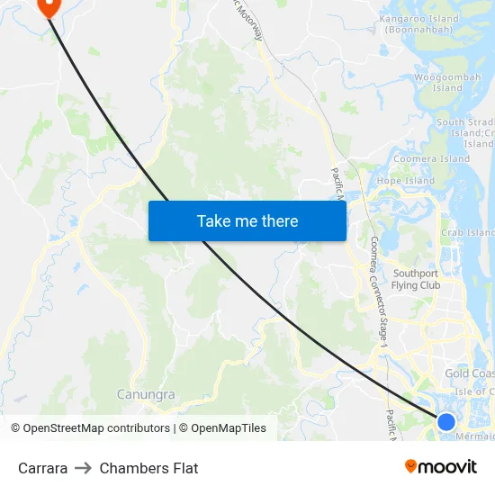 Carrara to Chambers Flat map