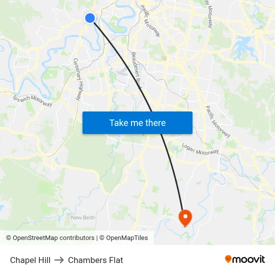 Chapel Hill to Chambers Flat map