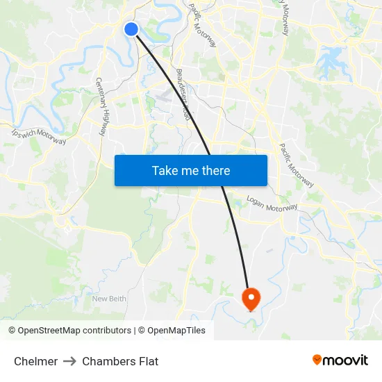 Chelmer to Chambers Flat map