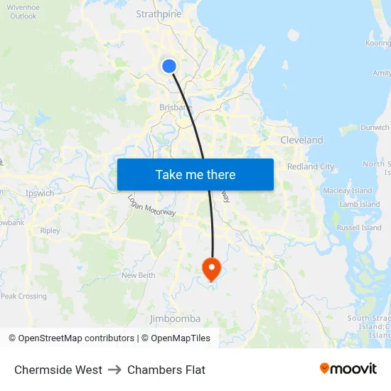 Chermside West to Chambers Flat map