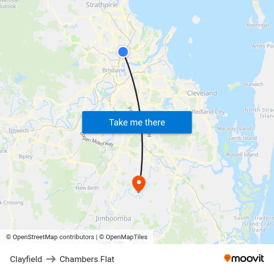 Clayfield to Chambers Flat map