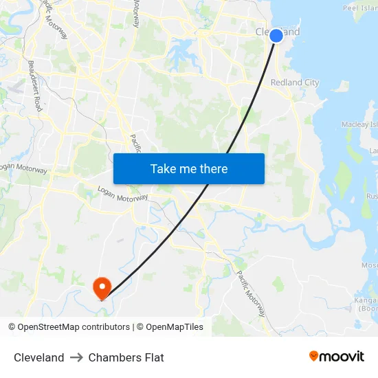 Cleveland to Chambers Flat map