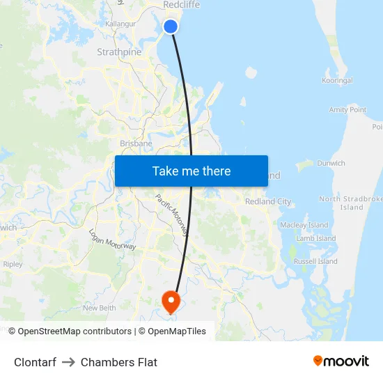 Clontarf to Chambers Flat map