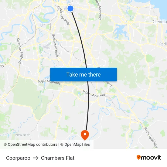 Coorparoo to Chambers Flat map