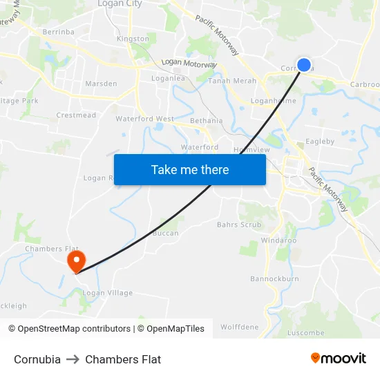 Cornubia to Chambers Flat map