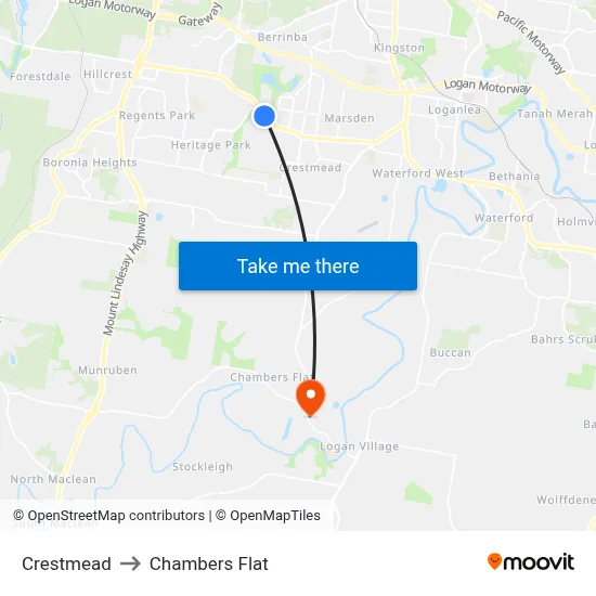 Crestmead to Chambers Flat map