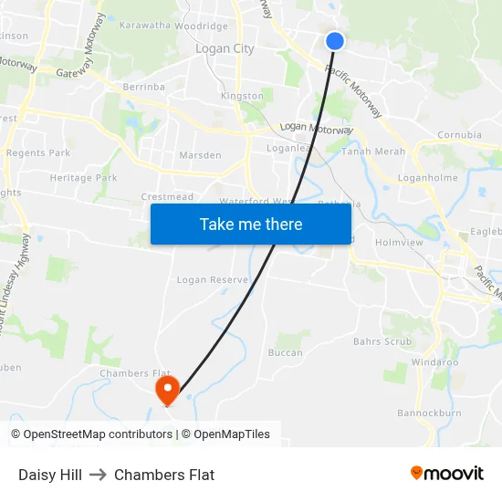 Daisy Hill to Chambers Flat map