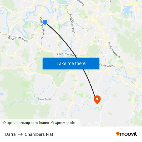 Darra to Chambers Flat map