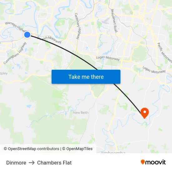Dinmore to Chambers Flat map