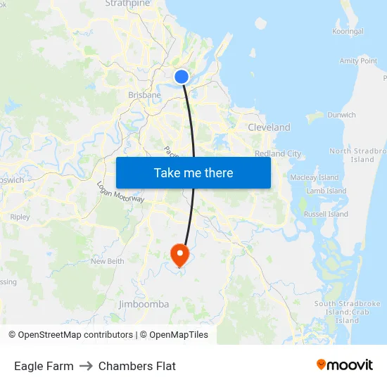 Eagle Farm to Chambers Flat map