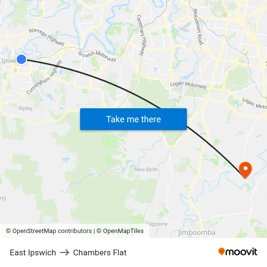 East Ipswich to Chambers Flat map