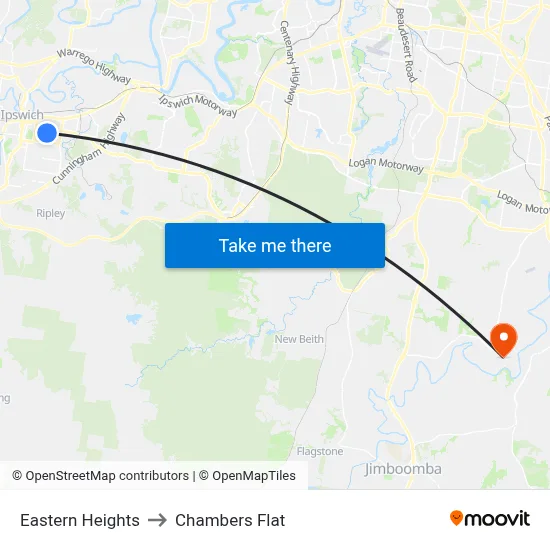 Eastern Heights to Chambers Flat map
