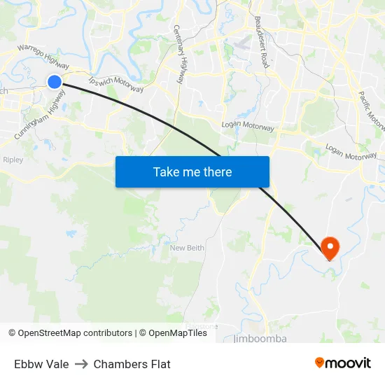 Ebbw Vale to Chambers Flat map