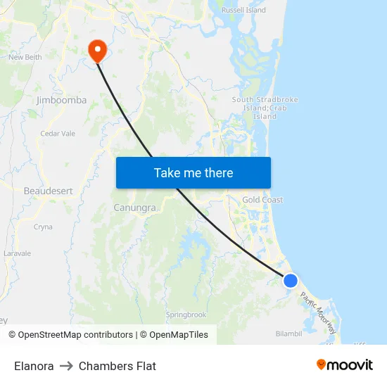 Elanora to Chambers Flat map