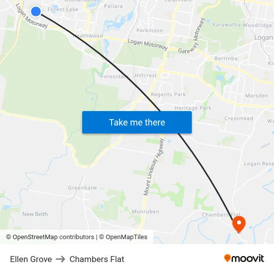 Ellen Grove to Chambers Flat map