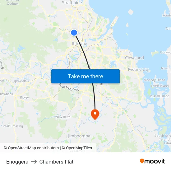Enoggera to Chambers Flat map