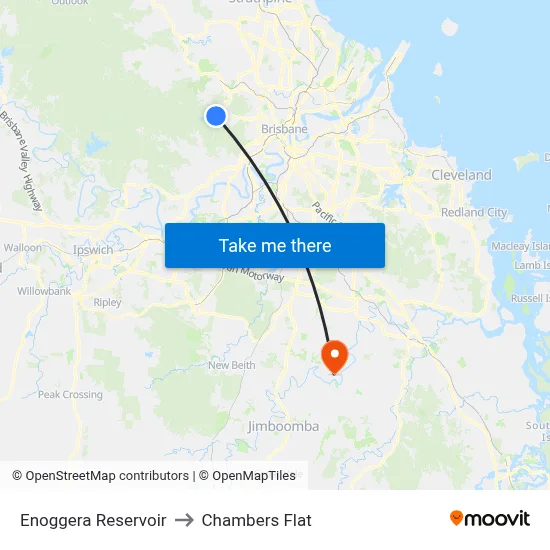 Enoggera Reservoir to Chambers Flat map