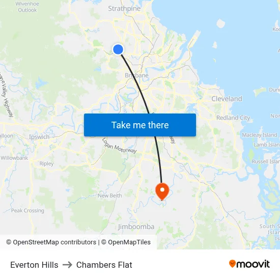 Everton Hills to Chambers Flat map