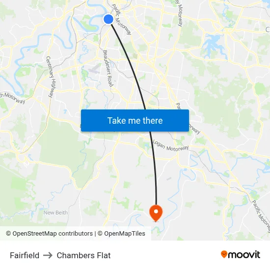 Fairfield to Chambers Flat map
