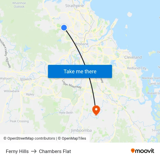 Ferny Hills to Chambers Flat map