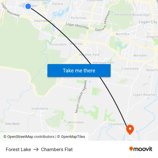 Forest Lake to Chambers Flat map