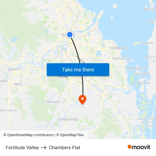 Fortitude Valley to Chambers Flat map
