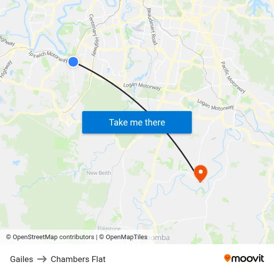 Gailes to Chambers Flat map