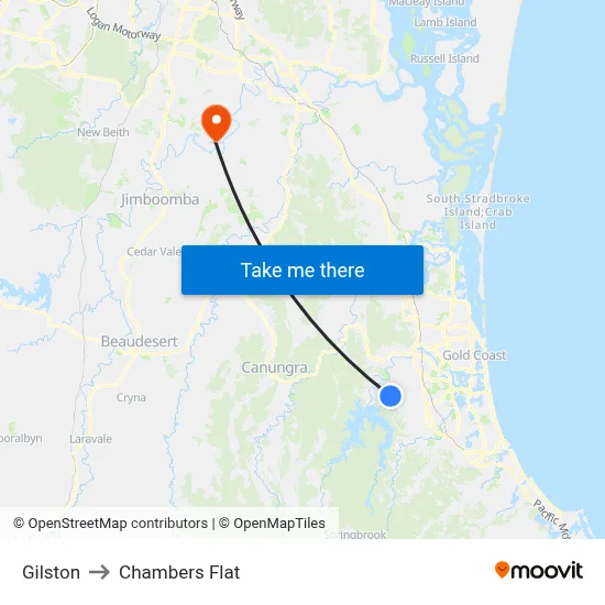 Gilston to Chambers Flat map
