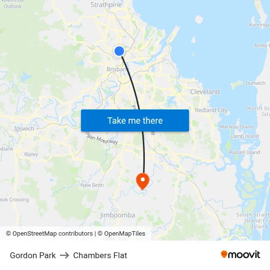 Gordon Park to Chambers Flat map