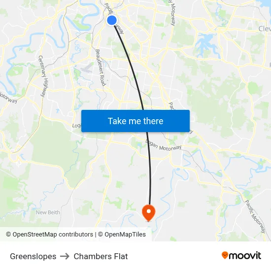 Greenslopes to Chambers Flat map