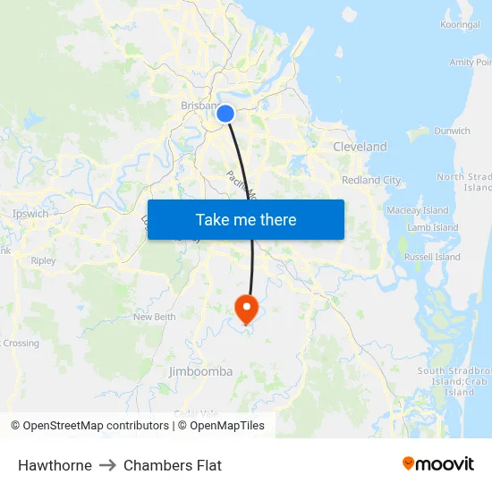 Hawthorne to Chambers Flat map