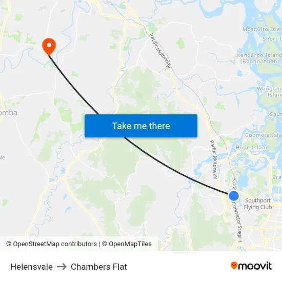 Helensvale to Chambers Flat map