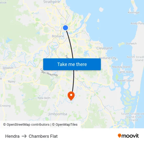 Hendra to Chambers Flat map