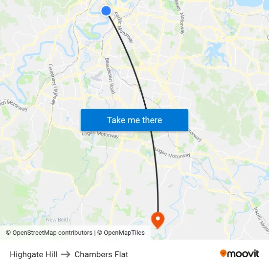 Highgate Hill to Chambers Flat map