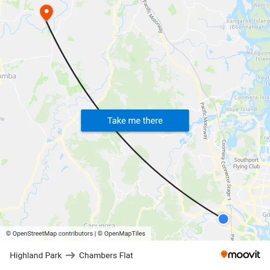 Highland Park to Chambers Flat map