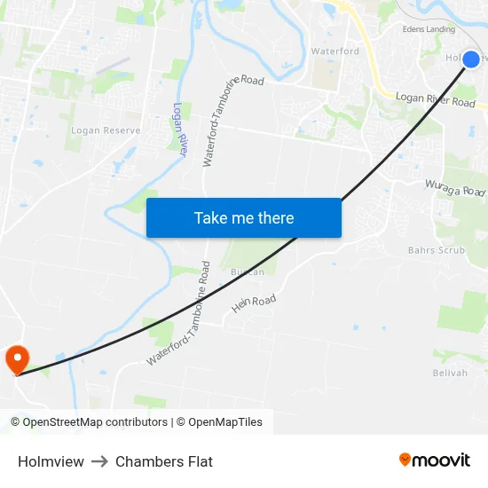 Holmview to Chambers Flat map