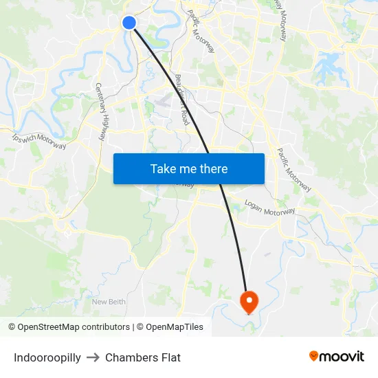 Indooroopilly to Chambers Flat map