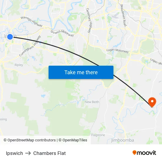 Ipswich to Chambers Flat map