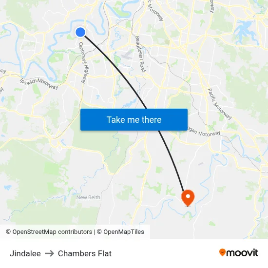Jindalee to Chambers Flat map