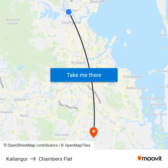 Kallangur to Chambers Flat map