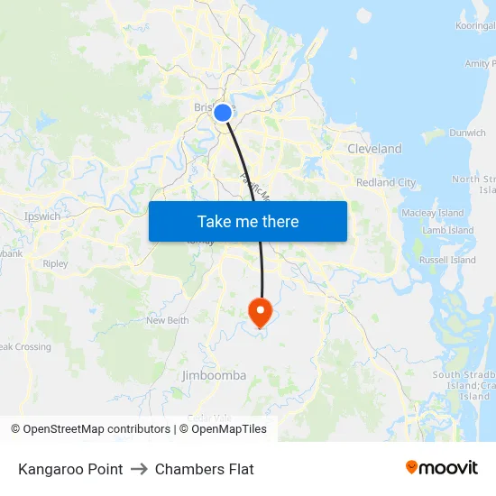 Kangaroo Point to Chambers Flat map