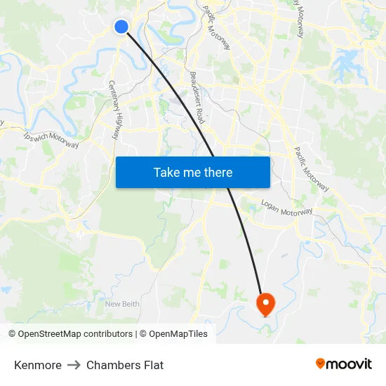 Kenmore to Chambers Flat map