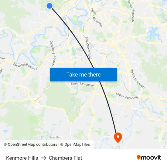 Kenmore Hills to Chambers Flat map