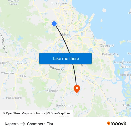 Keperra to Chambers Flat map